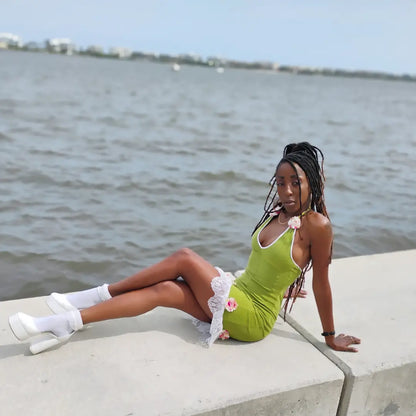 "BloomBabi" halter dress